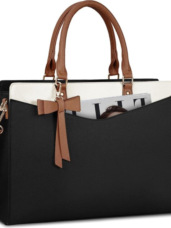 Handbags - Laptop Bag for Women 15.6 Inch PU Leather Tote Bag Professional Business Office